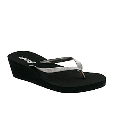 Reef Krystal Nite Thong Wedge Sandals | Dillards