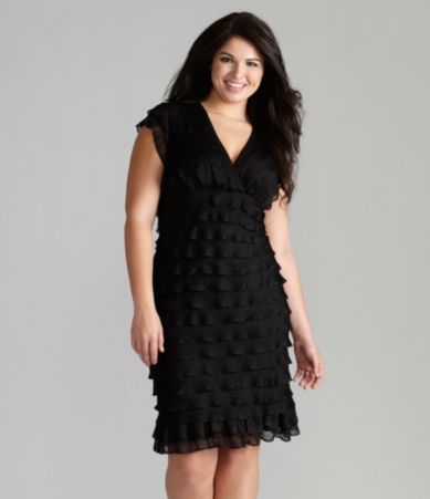 Plus-Size Black Ruffled Dress