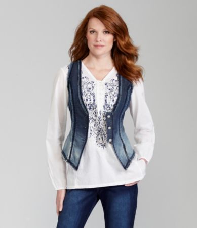 Reba Sandblasted Denim Vest