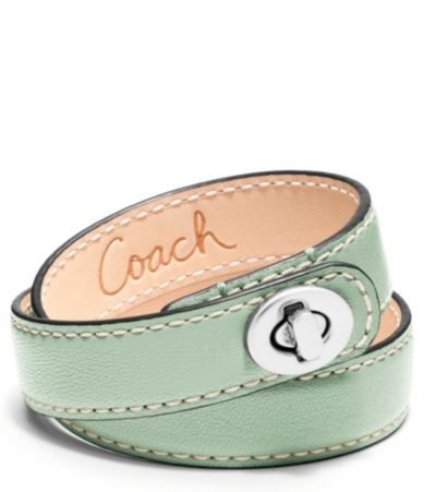 COACH LEATHER DOUBLE WRAP TURNLOCK BRACELET