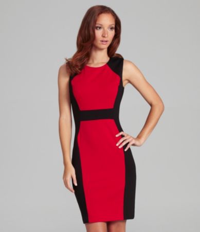 shop all calvin klein calvin klein colorblock ponte dress print email ...