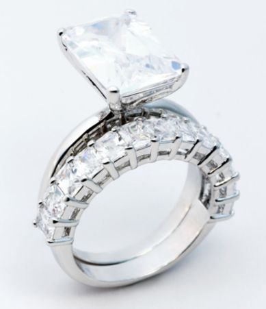 Glitterrings Eternity CZ Wedding Band Set