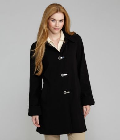 London Fog Woman Clip-Front Duffle Rain Coat