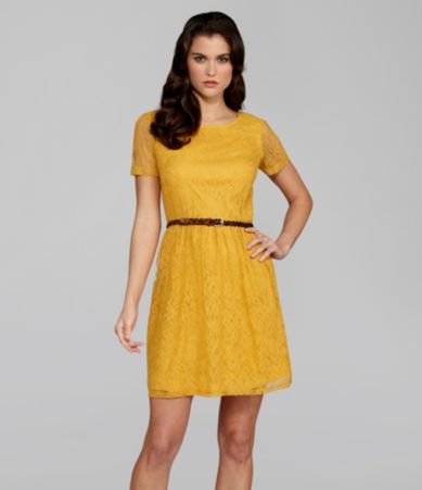 Gianni Bini Elena Belted Lace Dress