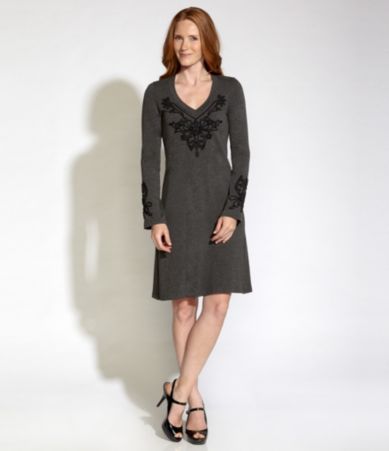Karen Kane Embellished Long-Sleeve Dress