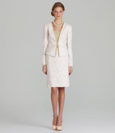 Tahari by ASL Chain-Trim Boucle Skirted Suit