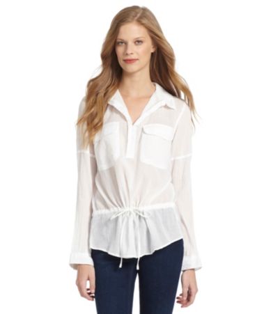 DKNY Jeans 2-Pocket Gauze Peplum Top plus size,  plus size fashion plus size appare 