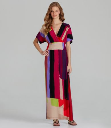 Calessa Paintbrush Print Maxi Dress