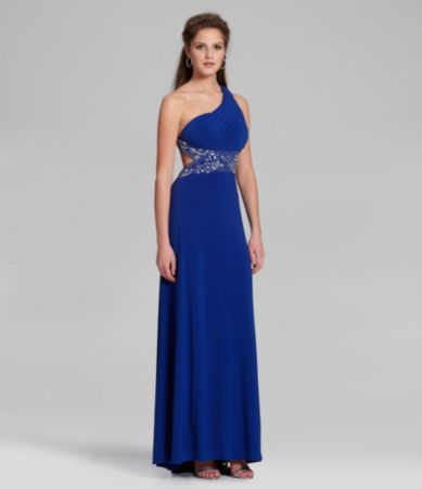 Blue  Shoulder Dress on Blondie Nites One Shoulder Beaded Gown   Dillards Com