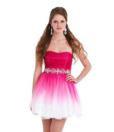 Darlin Strapless Shirred Ombre Dress