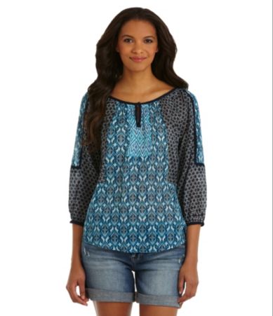 Lucky Brand Jeans Huxley Bali Crinkle-Gauze Top plus size,  plus size fashion plus size appare 
