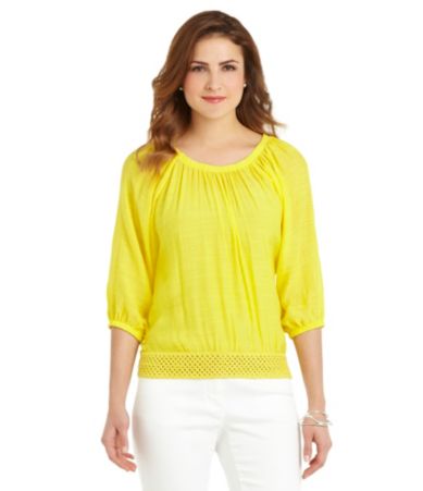 Multiples Raglan-Sleeve Gauze Top plus size,  plus size fashion plus size appare 