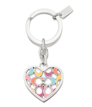 COACH SIGNATURE C PIERCED HEART KEY RING