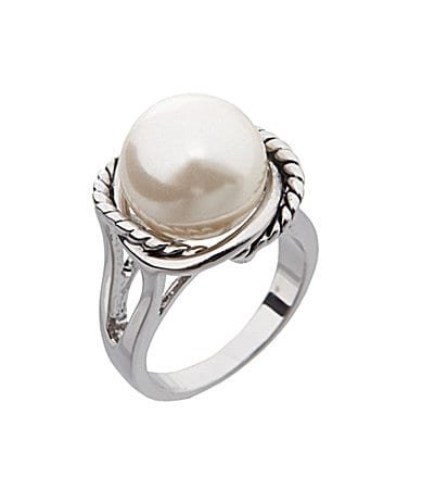 Dillard's Boxed Collection Pearl Stone Rope Ring plus size, plus size ...