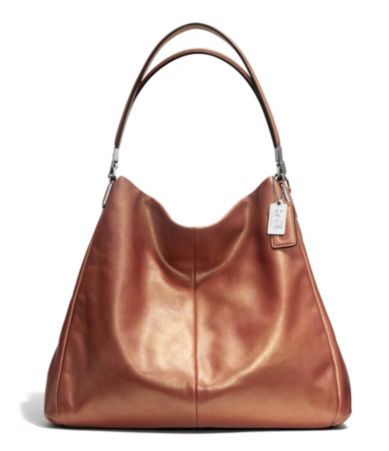 shop all coach coach madison phoebe shoulder bag in metallic leather