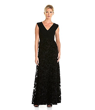 Patra Rosette Soutache Long Gown | Dillards