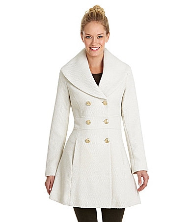 Jessica Simpson Double-Breasted Skirt Coat | Dillards