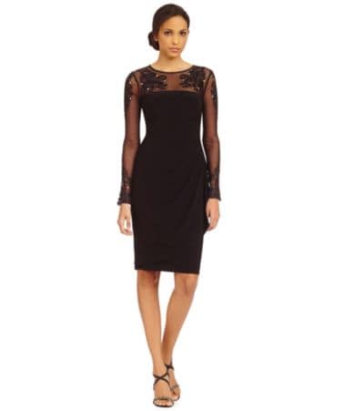 Xscape Beaded Illusion Sheath Dress