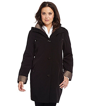 Gallery Two-Toned Hooded Raincoat | Dillards