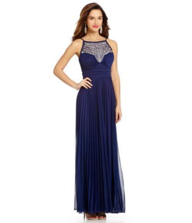 Darlin Jeweled Illusion Neckline Long Dress | Dillards