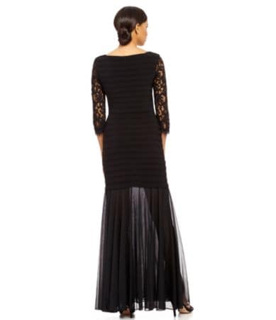 Xscape Lace-Sleeve Shutter Mermaid Gown