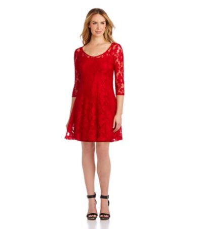 Peter Nygard Petite Lace A-Line Dress | Dillards