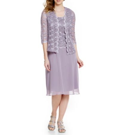 R & M Richards Lace Chiffon Jacket Dress