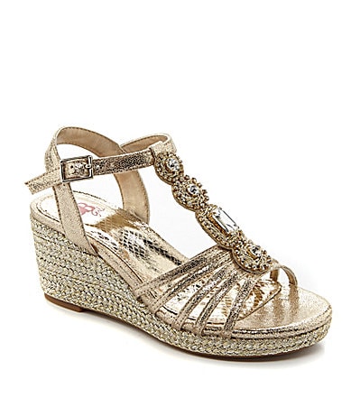GB Girls Precious-Grl Jeweled Wedge Sandals | Dillards