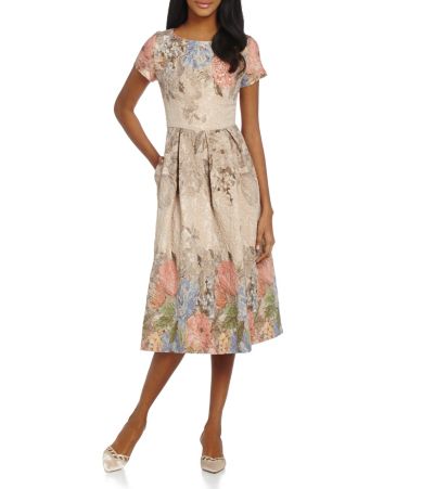 adrianna papell floral beaded gown