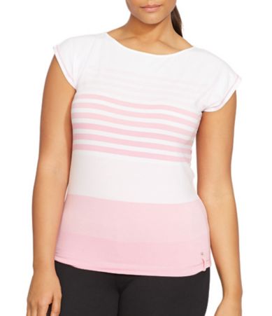 ... Lauren Plus Pink Collection Striped Cotton T-Shirt | Dillards