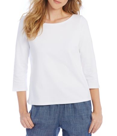 Eileen Fisher Organic Cotton BalletNeck Top Dillards