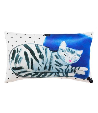 kate spade new york Cat Nap Dotted Silk & Cotton Oblong Feather Pillow Dillards