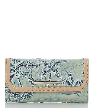 Brahmin Copa Cabana Collection Embossed Palm Tree Print Soft Checkbook Wallet