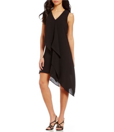 adrianna papell asymmetrical ruffle gown