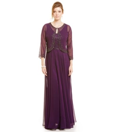 dillards j kara beaded chiffon gown