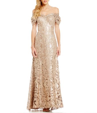 tadashi shoji silver gown