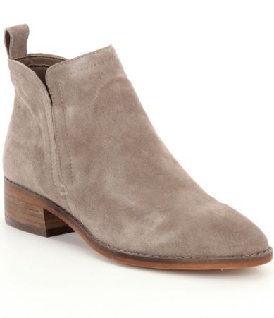 suede pull on booties