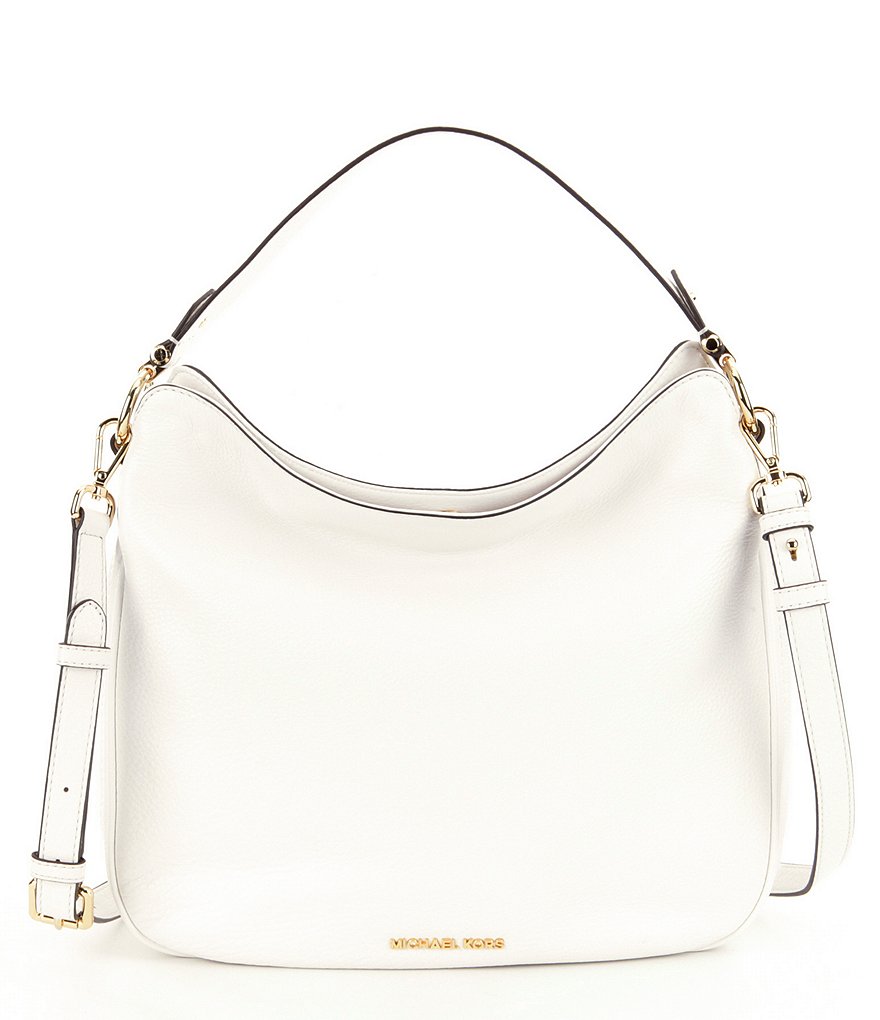 Optic White:MICHAEL Michael Kors Heidi Medium Convertible Leather Hobo Bag
