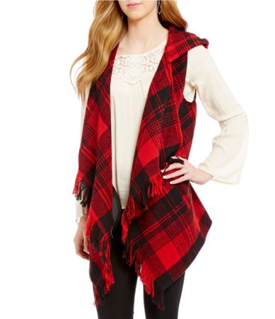Jolt Plaid Blanket Vest Dillards