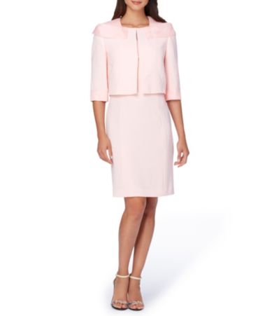 Tahari Asl Fold Over Organza Collar 2 Piece Jacket Dress Suit Dillards 