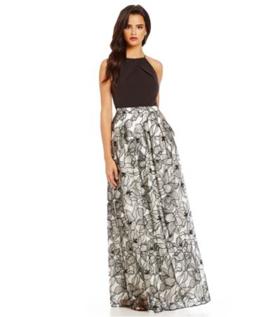 aidan mattox embroidered gown
