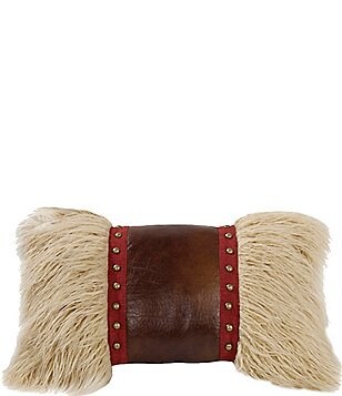 HiEnd Accents Rushmore Studded Mongolian Faux-Fur Breakfast Pillow