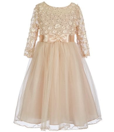 Bonnie Jean Big Girls 716 Sequined Daisy Bodice Tulle Dress Dillards