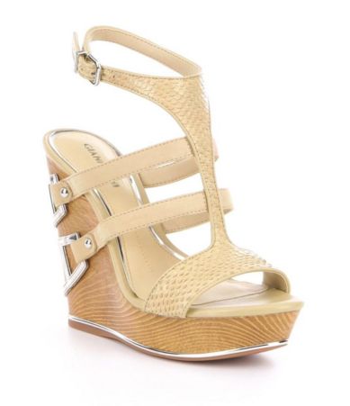Gianni Bini Emiras Leather Metal Detail Platform Wedge Sandals | Dillards