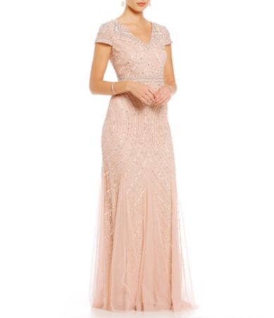 Adrianna papell v neck long sleeve stripe sequin mesh dress