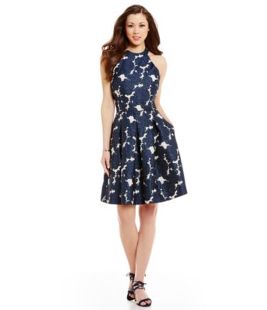 Antonio Melani Bonnie Jacquard Sleeveless FitandFlare Dress Dillards