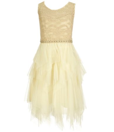 Tween Diva Big Girls 716 IllusionLace Tiered Dress Dillards