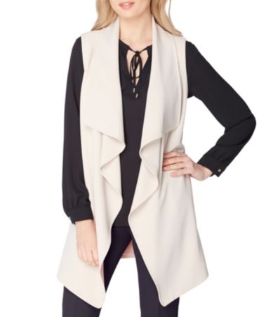 Tahari ASL Stretch Crepe Draped Vest Dillards