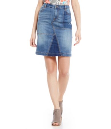 Tru Luxe Jeans Patchwork Denim Skirt Dillards