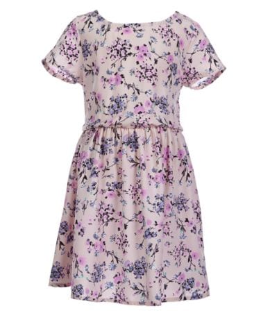 Copper Key Little Girls 4-6X Short-Sleeve Floral-Print Knit Skater Dress Di...